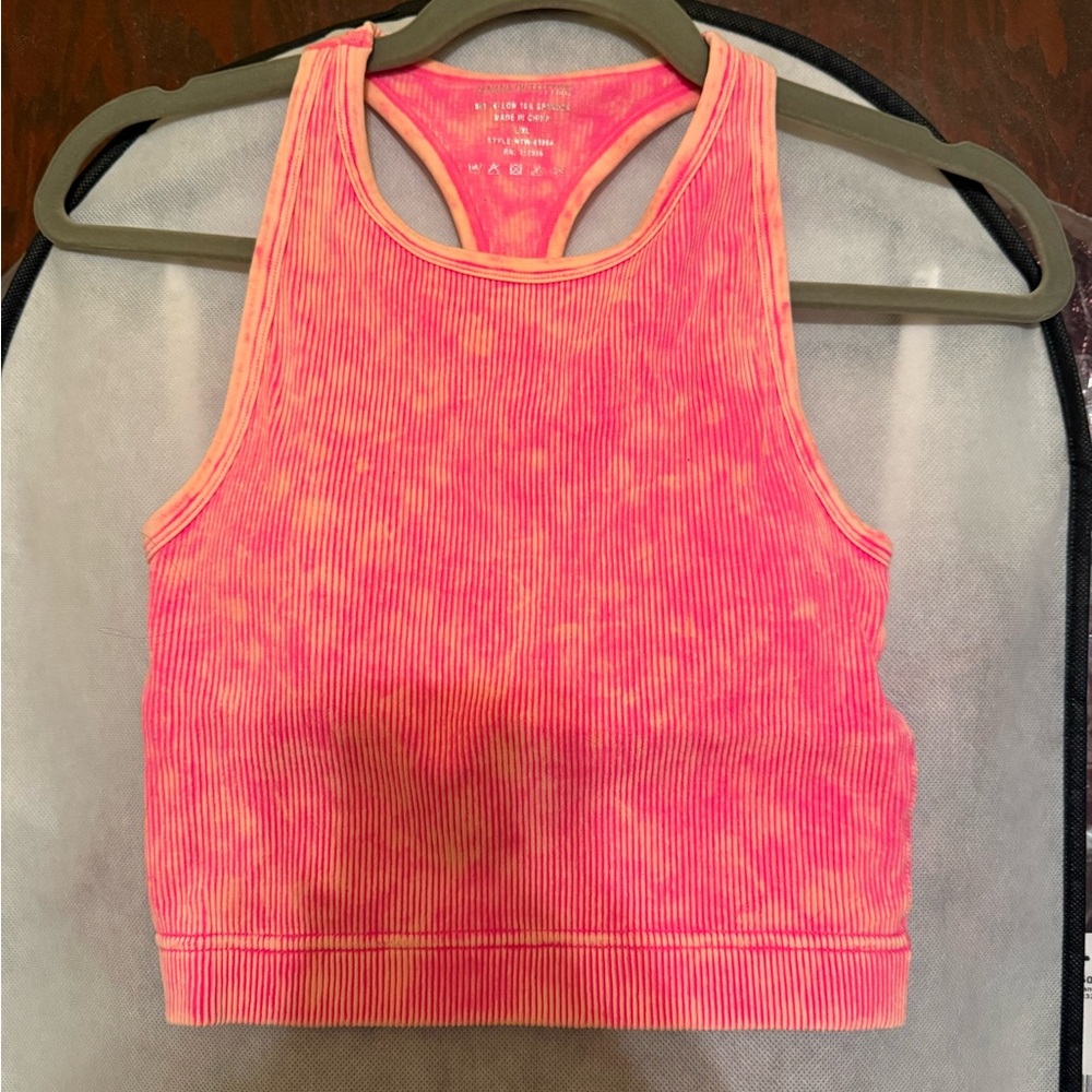 Zenana Outfitters Pink Ribbed Sports Bra